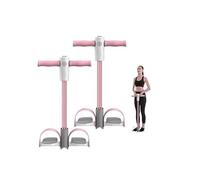 6-Tube Resistance Band Pedal Exerciser, Multifunctional Sit-Up Pull Rope Trainer, Portable Body Stretching Strength Training Gear, Compact Home Workout Muscle Exercise Device (Pink,2PCS)