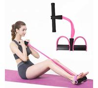 6-Tubes Tension Rope, Multifunction Elastic Yoga Pedal Puller Resistance Band, Natural Latex Tension Rope Fitness Equipment, for Abdomen, Waist, Arm, Leg Stretching Slimming Training - Pink
