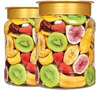 6 Types of Fruits,Various Freeze-Dried Fruit Crisps Mix 250g/Can,Chinese Snacks Gift Pack, Instant Dried Vegetables and Fruits Chips,Strawberry Banana Red Date Fig Jackfruit Kiwifruit,Vegan (1 Can)