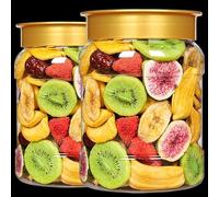 6 Types of Fruits,various Freeze-dried Fruit Crisps Mix 250g/Can,Chinese Snacks Gift Pack, Instant Dried Vegetables and Fruits Chips,Strawberry Banana Red Date Fig Jackfruit Kiwifruit,Vegan (1 Can)