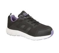 (6 UK, Black/Lilac) Grafters Womens/Ladies Toe Capped Safety Trainers