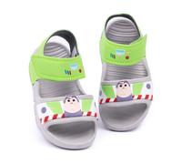 Disney Toy Story Buzz Lightyear Kids Sandals | Boys Sliders with Supportive Strap | Green & Grey Summer Pool & Play Shoes for Toddlers | Slip-on Beach Footwear | Fun Merchandise Gift for Children