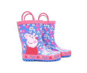 (6 UK Child) Peppa Pig Wellington Boots with Handles (Girls Purple)