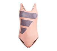 (6 UK, Coral/Navy/White) Adidas Womens/Ladies Bar Logo Performance One Piece Swimsuit