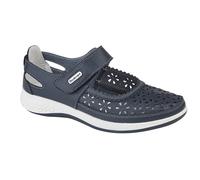 (6 UK, Navy) Boulevard Womens/Ladies Wide Fitting Window Back Punched Bar Shoes
