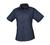 Premier Womens/Ladies Poplin Short-Sleeved Blouse (Navy) - Size 6 UK