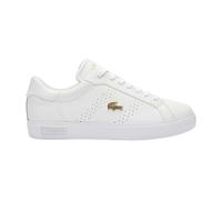 (6 UK, White/Gold) Lacoste Womens/Ladies Powercourt 2.0 Leather Trainers