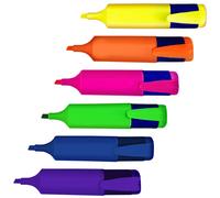 (6 units (1 x 6pk)) 6-18 Assorted Highlighter Pens Fluorescent Bright