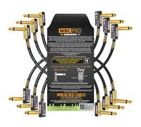 6 Units - 10 Inch - WBC-PRO-Pedal - 22 AWG - Low-Cap (18pF/ft) - Pro-Grade - Graphite-Based - Dual-Shielded Pedal, Effects, Patch, Instrument Cable with Eminence Tiny Gold Plated Angled TS Connectors