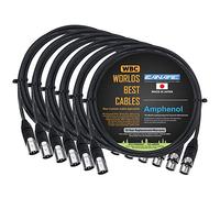 6 Units - 2 Foot - Canare L-4E6S, Star Quad Balanced Male To Female Microphone Patch Cables With Amphenol Silver XLR Connectors - CUSTOM MADE By WORLDS BEST CABLES.