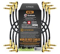 6 Units - 30 Inch - Gotham GAC-1 Ultra Pro - Low-Cap (21pF/ft) Guitar Bass Effects Instrument, Patch Cable & Gold (6.35mm) Low-Profile R/A Pancake type Connectors - CUSTOM MADE By WORLDS BEST CABLES