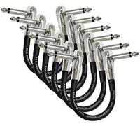 6 Units - Van Damme Pro Grade Classic XKE - 15 cm - Ultra-Flexible Multi-Shielded Guitar Bass Effects Instrument, Pedal Stomp Patch Cable - w/Low-Profile, R/Angled Pancake (6.35mm) TS Connectors