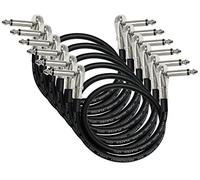 6 Units - Van Damme Pro Grade Classic XKE - 75 cm - Ultra-Flexible Multi-Shielded Guitar Bass Effects Instrument, Pedal Stomp Patch Cable - w/Low-Profile, R/Angled Pancake (6.35mm) TS Connectors