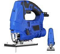 6 Variable Speed Jigsaw, Electric Saw to Cut Wood Wood Cutter Jigsaw with Laser and Scale Ruler, 0-3 Orbital Sets, -45° to +45° Bevel Cutting, Jigsaws Power Tool for Woods, Plastic, Metal, Blue
