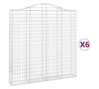 (6) vidaXL Arched Gabion Basket Stone Basket Gabion Retaining Wall Galvanised Iron
