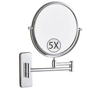 6" Wall Mounted Makeup Mirror - Double Sided 3X Magnification Rotatable & Extendable Cosmetic Vanity Mirror for Bathroom Brushed Nickel Finish