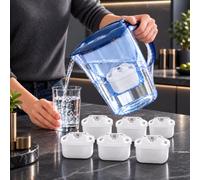 6 Water Filter Cartridges for BRITA Marella Cool | 6 replacement pitcher filters with activated carbon and ion exchange resin for everyday tap water filtration and fresh taste.