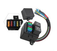 6-Way 12V Relay and Fuse Box Assembly with Two 4-Pin Relays for Vehicle Lighting Winch Accessories and Auxiliary Device Control
