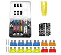 6 Way Blade Fuse Box, 12v fuse box, 12V/24V Circuit Fuse Holder Box Block with Negative Bus, Car Standard Blade for Automotive Car Boat Marine Truck(mit clip)