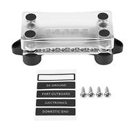 6 - Way Dual Bus Bar Terminal Junction Box, 100amp Electric Junction Box with 4 Studs and Transparent Cover, Glass Fibre Reinforced Nylon Base for Boat Truck Bus Caravan