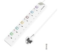 6 Way Extension Lead with Individual Switches, Toomke 6 Gang Plug Sockets Wall Mountable Power Strip 1.5M Extension Cable UK Plug 13A 3250W for Kitchen Office Home