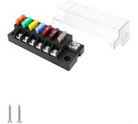 6 Way Fuse Block with LED Indicator, Waterproof Automotive Fuse Holder Box, 12V 150A Power Distribution for Car Truck RV Boat Marine, Secure Panel Mount Kit(A Without Lights)