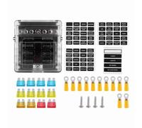 6 Way Fuse Box Holder 12V 24V Car Power Distribution Blade Fuse Block Terminal Circuit with Fuses for Automotive Marine Applications PC PBT Material Transparent Cover