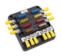 6 Way Fuse Box with Negative Bus Bar 12V 24V DC Blade Fuse Blocks 6 Circuits Fuse Box Holder for Automotive Boat SUV RV Van