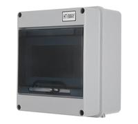 6 Way Plastic Din Rail Distribution Box IP65 Wall Mounted Enclosure | Lid, Smooth Light Grey Finish, Weatherproof Outdoor Protection, for Cables and Small Appliance Circuits Random Color