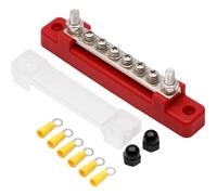 6 Way Power Distribution Block Bus Bar Car Terminal Block Negative Bus Bar 300V AC/48V DC 130A AC/150A DC for Caravan Truck Boat for Industrial, Residential(Red)