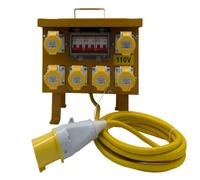 6 Way Splitter Box 110V 5m PVC Cable 3 MCB Circuit Fuses 32 Amp Plug with 16 Amp Sockets