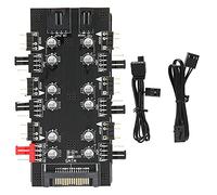 6 Way Splitter Hub with PWM Speed Regulation and ARGB Light Control, Stable PCB Board, Dual Purpose Fixing, Expandable Interfaces for Fans and RGB Devices (SATA interface)