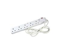 CED 6-Way Surge Protection 13 Amp 2m Extension Lead White CEDTS6213AS