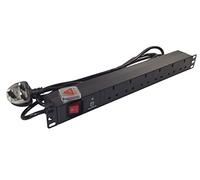 6 Way UK 13A Surge Protected 19 Inch Rack Mount PDU 3m Lead 1U