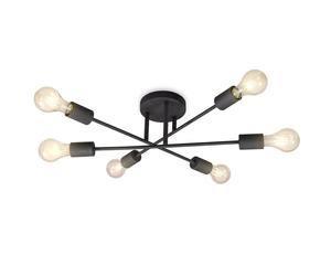 6 Way Vintage Ceiling Lamp Chandelier Light Retro Industrial E27 Black Rustic