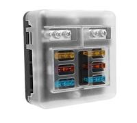 6 Ways Car Boat Fuse Box 1 in 6 Blade Fuse Holder Block Warning Indicator 12V 36V Power Distribution Panel Board