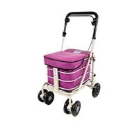 6 Wheel Shopping Trolley/Walking trolley/Mobility Trolley With Seat (FULLY ASSEMBLED READY TO USE!) FOLDABLE WITH HANDBRAKE/STRONG STURDY DESIGN! (Purple)