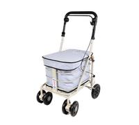 6 Wheel Shopping Trolley/Walking Trolley/Mobility Trolley with Seat (Fully Assembled Ready to USE!) Foldable with HANDBRAKE/Strong Sturdy Design! (Sky Blue)