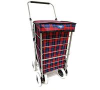 6 Wheel Strong Shopping Trolley Travel Market Walk Push Cart Beautiful Color Wheeled Bag (Red, 6 Wheel 60 L)