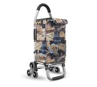 6 Wheels Stair Climber Cart with Waterproof Canvas Bag Portable Climbing Utility Cart for Puppy Super Loading Capacity 36L Ideal for Outdoor Adventures
