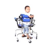 6 Wheels Walkers, Rehabilitation Standing Walking Aid, Height-Adjustable Mobile Walker Rollators with Seat, Cerebral Palsy Disabled Kids Walker
