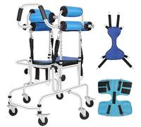 6-Wheels Walking Aid Disabled Cerebral Palsy Kids Rehabilitation Standing Walker Upgrade Double Cushion Auxiliary Equipment