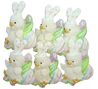 6 White Baby Chicks Easter Egg Cake Cupcake Decorations