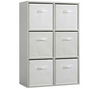(6 White Drawers) Charles Jacobs Grey 6 Cube Open Book Shelf Storage Unit