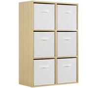 (6 White Drawers) Charles Jacobs Oak 6 Cube Open Book Shelf Storage Unit
