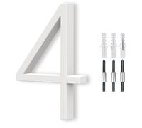 6" White Floating House Number, Metal Modern House Numbers, Mailbox Decor Number with Nail Kit, 911 Visibility Signage (Large 4)