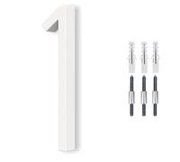 6" White Floating House Number, Metal Modern House Numbers, Mailbox Decor Number with Nail Kit, 911 Visibility Signage (Large 1)