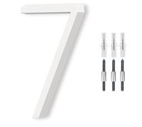 6" White Floating House Number, Metal Modern House Numbers, Mailbox Decor Number with Nail Kit, 911 Visibility Signage (Large 7)