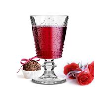 Sendez 6 Wine Glasses with Relief 280 ml on Base Red Wine Glasses White Wine Glasses Juice Glasses Drinking Glasses