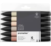 Winsor & Newton ProMarker Skin Tones I - Alcohol Based Dual Tip Markers - Set of 6